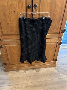 Michele Black Polka Dot Pencil Skirt with Ruffle Hem